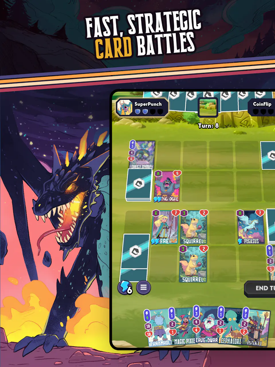 Fast strategic card battle in Mystic Realms